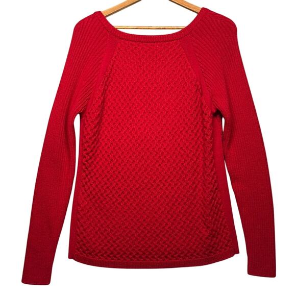 Calvin Klein Red Wool Blend Long Sleeve Pullover Knit Sweater Women Large - Picture 2 of 8